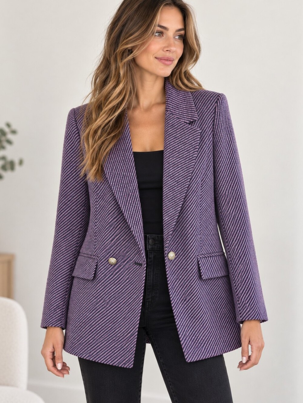 2/$40 Rachel Zoe Purple Striped Tailored Blazer